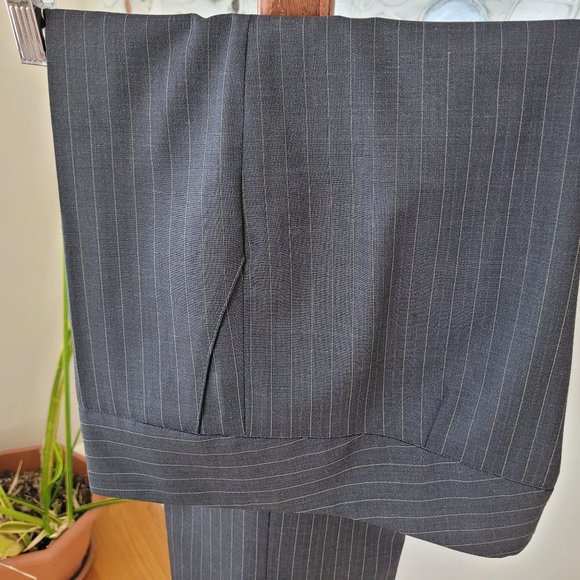 Periphery Grey and Camel Pinstriped Wool Blend Pants US 6 - Picture 8 of 12